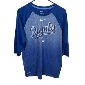 Nike Kansas City Royals 3/4 Sleeve Raglan Shirt Mens Large MLB Baseball Ombre
